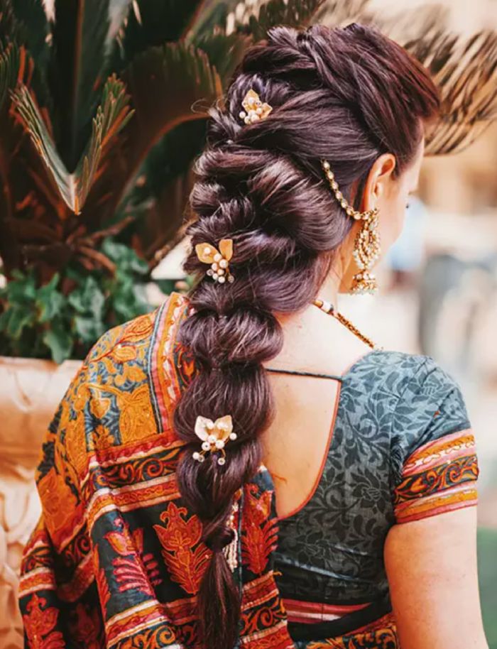 Twisted Half Updo With Ponytail Braid